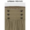 UR2026 Women's Retro Napoleon Button Pleated Mini Skirt