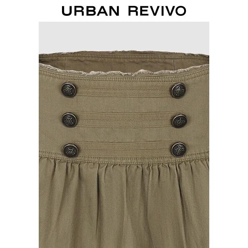 UR2026 Women's Retro Napoleon Button Pleated Mini Skirt