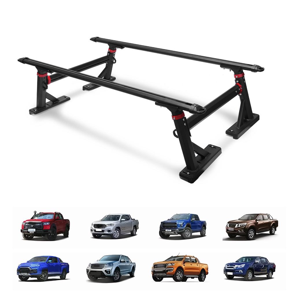 Aluminum 18-28in Height-Adjustable Truck Ladder Rack Truck Bed Rack Ladder Cargo Rack for Ford F-Series/Ram/Tacoma/Tundra/Canyon