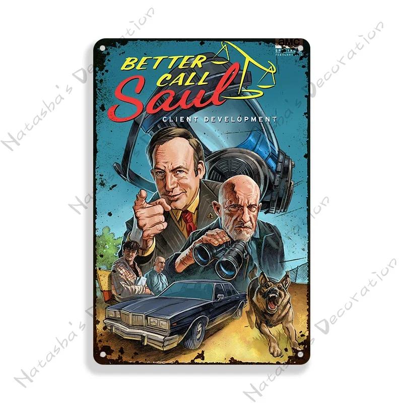 Klassisches Fernsehen Better Call Saul Dekorteller Metallteller Vintage Metall Blechschild Retro Poster Plakette Wand Industrielle Dekoration