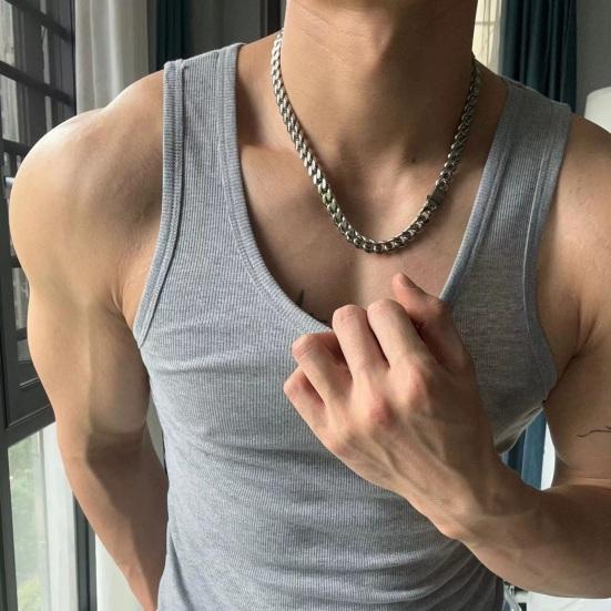 Herrevest Ensfarvet Rund Hals Ærmeløs Fitness Tanktoppe Åndbar Afslappet Streetwear Sommer Fritidstøj til Sport Rejser Shopping Daglig Brug