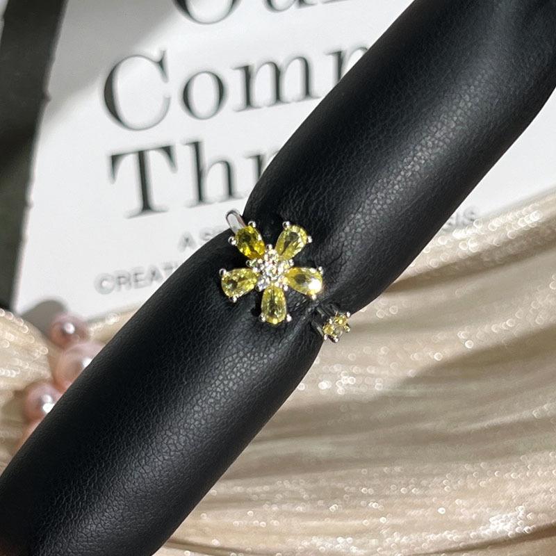 Colorful Zircon Flowers Exquisite Binning Flowers Small Building Sweet Opening Ring Women's Hot Sale High-end Light Luxury Versatile Ring