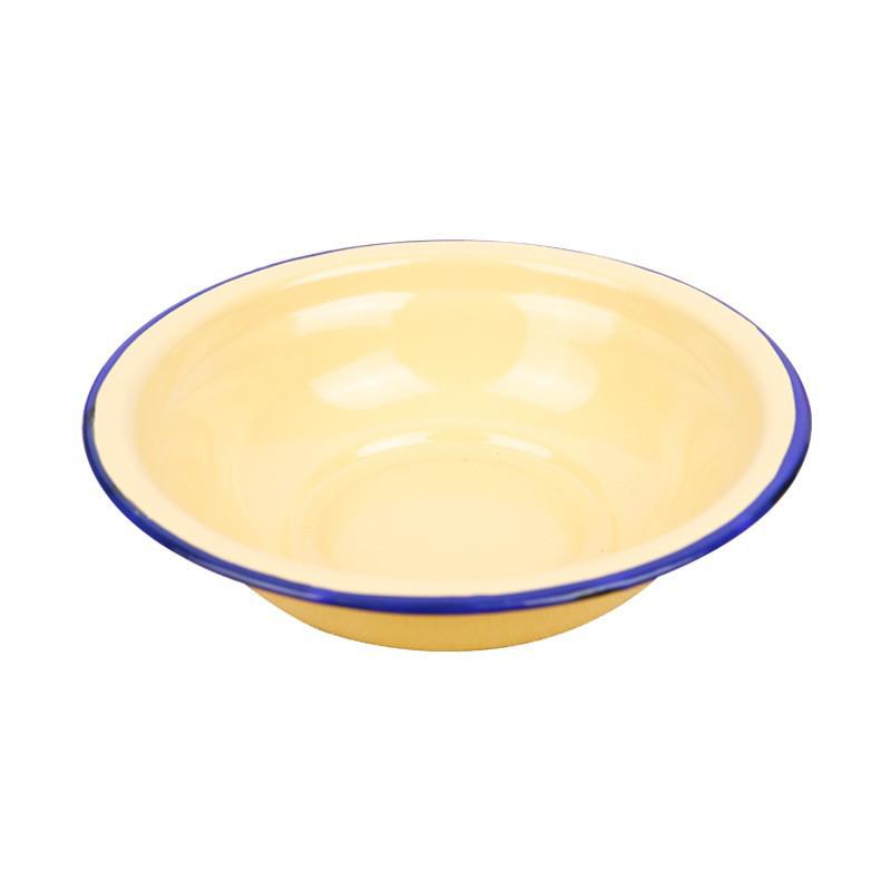 Tazón Nostálgico de Esmalte para Mojar con Borde Enrollado - Engrosado, Vajilla de Tazón para Arroz/Sopa/Mezclar a la Antigua