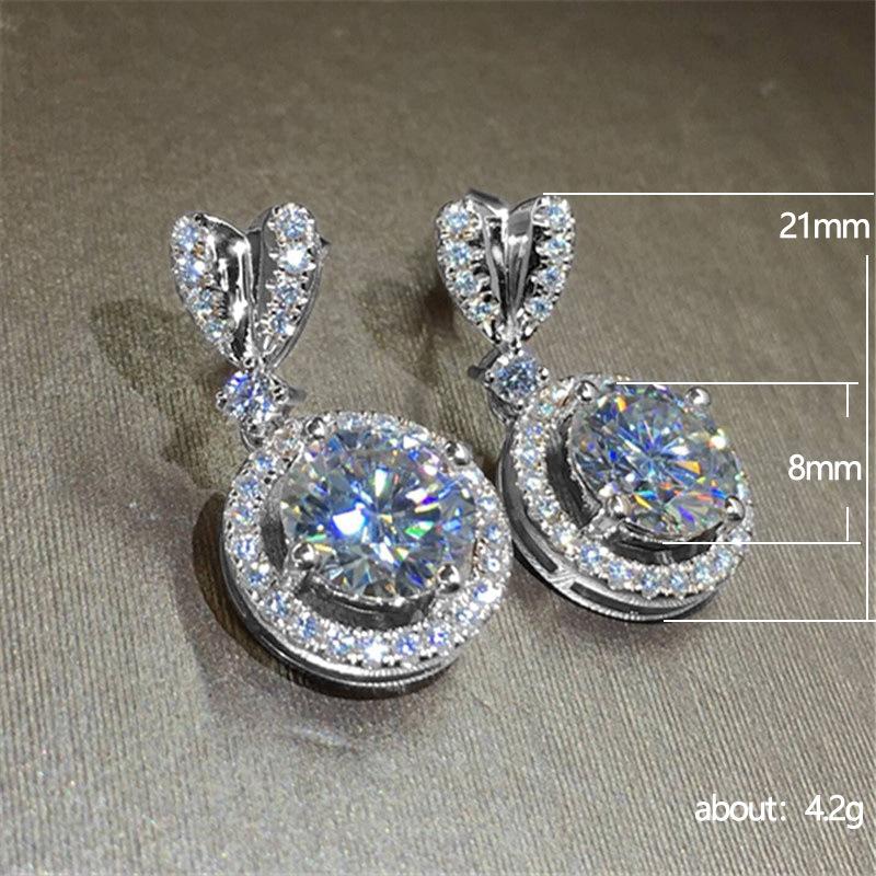Wedding Bridal Accessories, Exquisite Zircon Heart-Shaped Hanging Earrings For Women, Quality Earrings