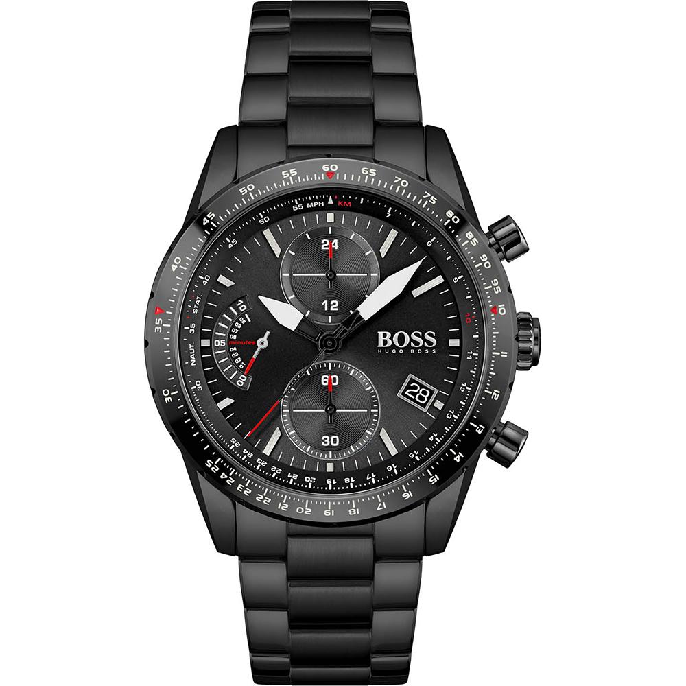 BOSS Pilot Edition Chrono Black Metal Men s Quartz Watch 1513854 чёрный