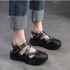 Johnature Leisure Thick Sole Round Toe Sandals Breathable Shallow Hook& Loop Casual Women's Shoes