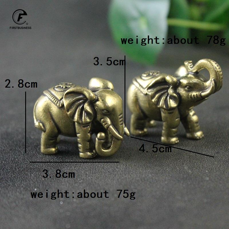 Solid Copper Lucky Elephant Small Ornaments Brass Blessing Elephants Miniature Figurine Antique Bronze Animal Statue Craft Decor