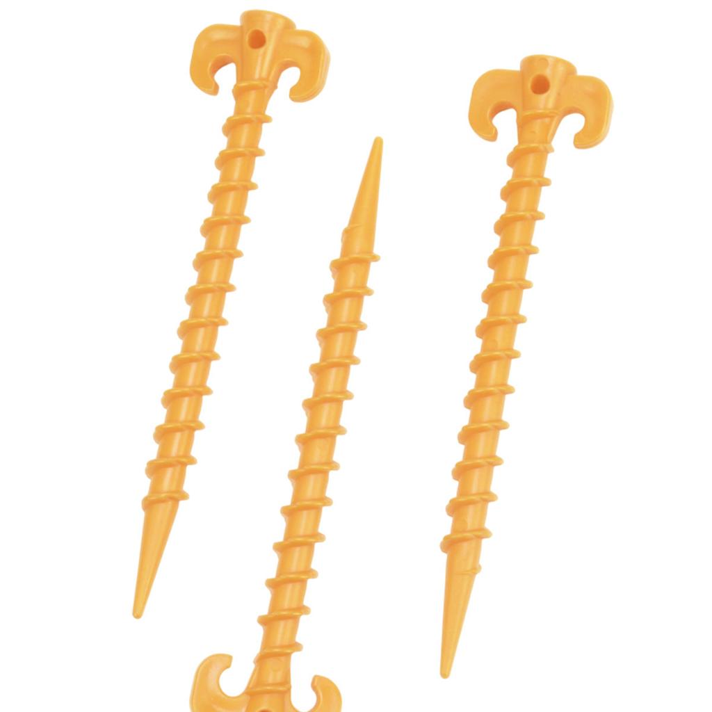 3Pcs Plastic Threaded Ram Horn Ground Pegs Outdoor Tent Pegs Picnic Canopy Ground Pegs Spiral