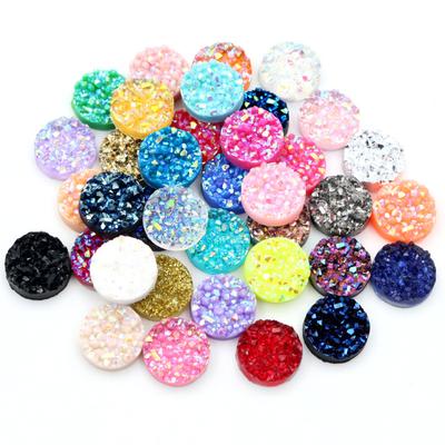 50pcs Per Pack of Natural Stone Patterned Resin Rhinestones, 10mm Flat Bottom Resin Gems, Round Resin Gems for Crafts
