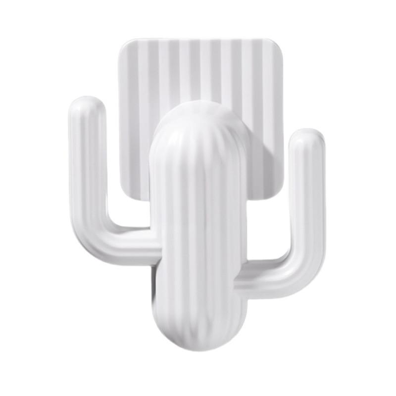 Plastic White Cactus Double Hooks For Door Wall Mounting Modern Decor Tools