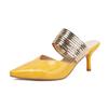 Women Mules Pumps Pointed Toe Thin High Heels Narrow Band Concise Ladies Fashion Shoes Spring Autumn Yellow 46
