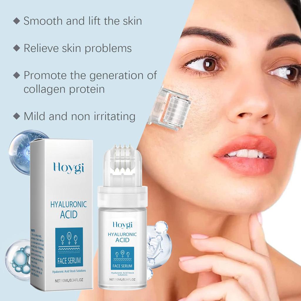 Hyaluronic Acid Facial Roller Serum, Hydrating Pore Minimizing Serum for Glowing Radiant Skin, Daily Moisturizing Face Care Roller Essence