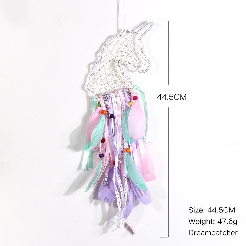 Unicorn Dreamcatcher Wind Chime Creative Hand-woven Car Pendant Bedroom Living Room Hanging Ornaments Birthday Gifts Home Decor