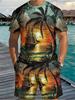 Men's 2 Piece Set Hawaiian Palm Tree Print Men's T-Shirt Shorts Set Casual Men's Short Sleeve Top Outdoor Beach Men's Short