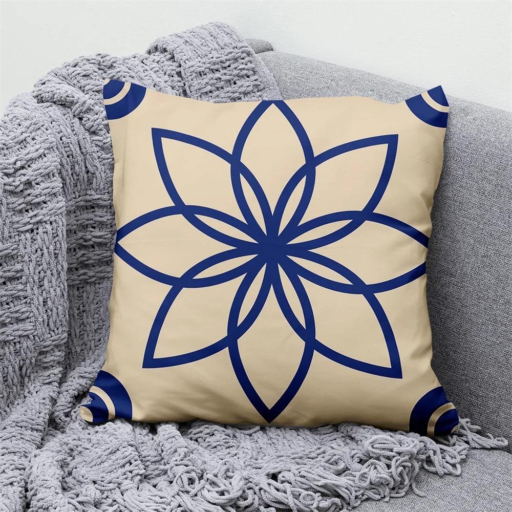 Blue Geometric Decorative Pillowcase Interior Decoration Office Living Room Home Pillowcase