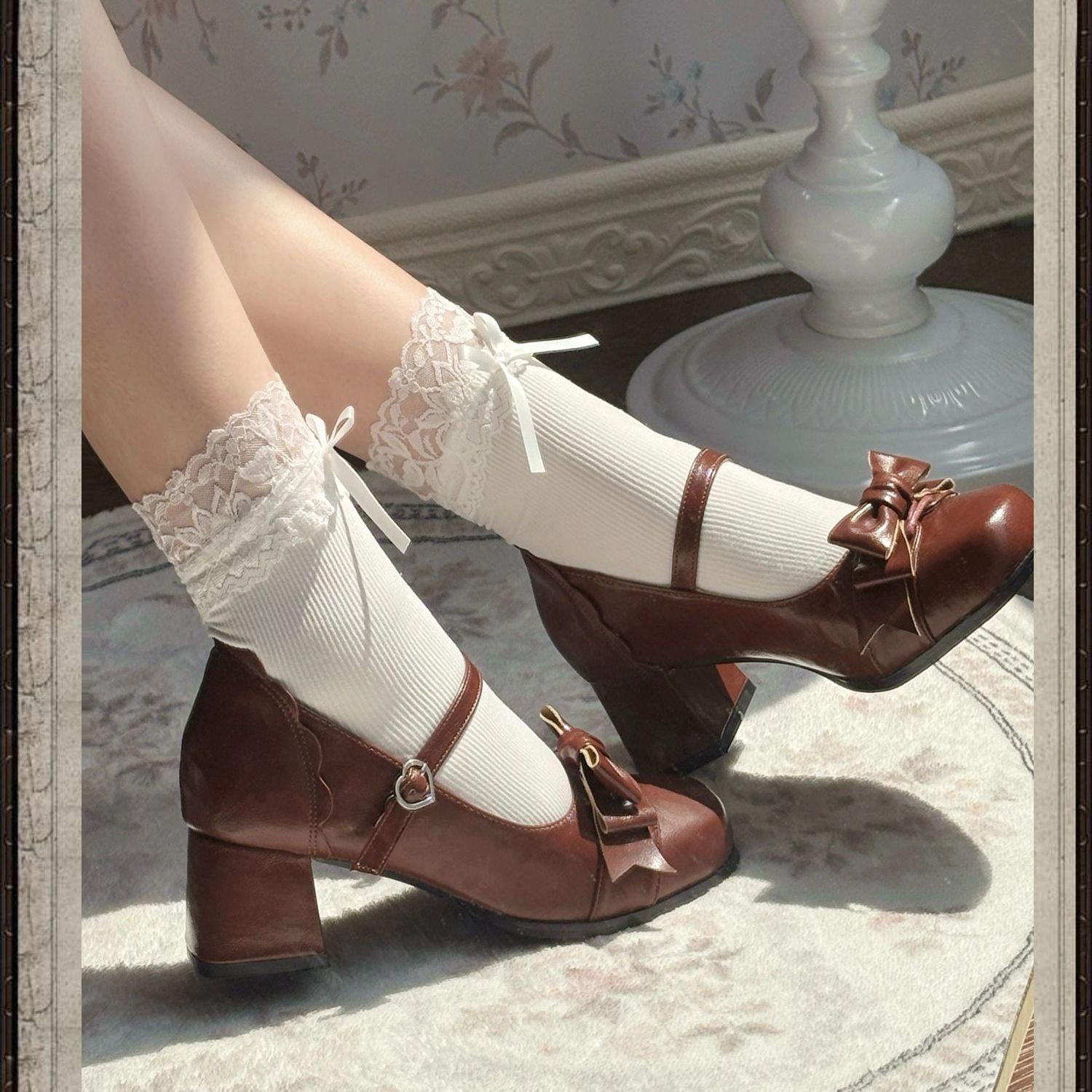 

Французские Элегантные Туфли Мэри Джейн на Высоком Каблуке Лолита Осень Язык Коричневые Маленькие Кожаные Туфли JK Обувь Одинарные Туфли 40 коричневый