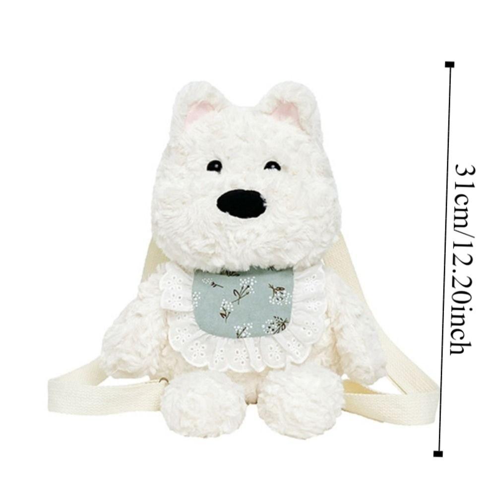 Shoulder Bag Westie Dog Plush Backpack Stuffed Running Dog Knapsack  Kids Playing Supplies