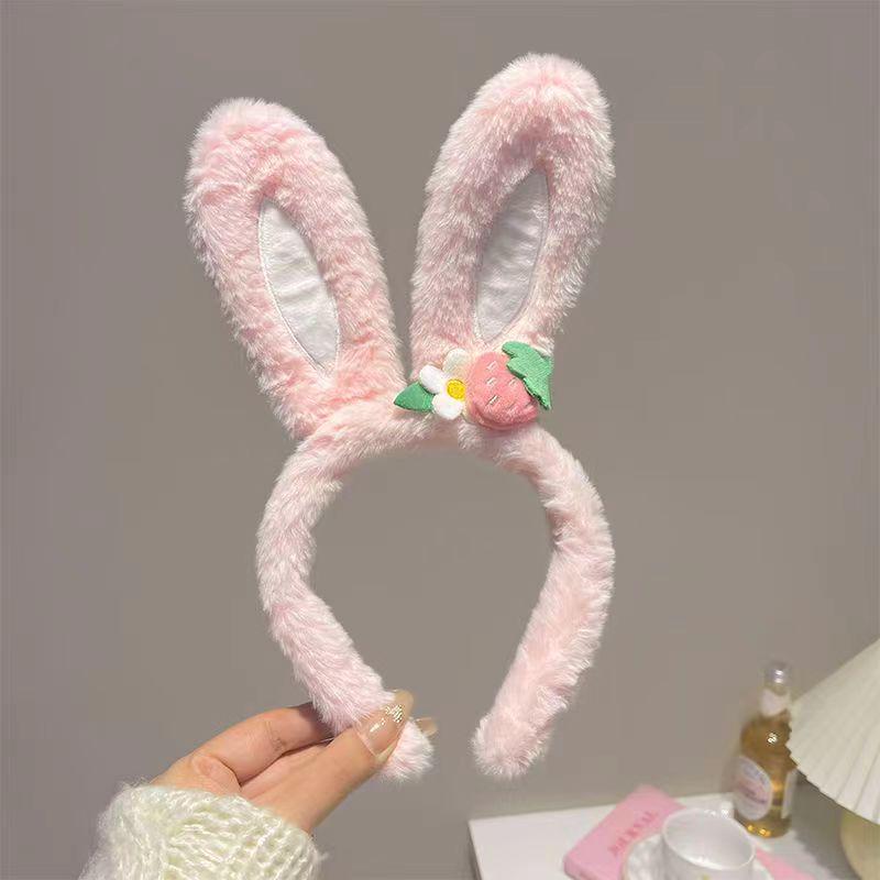 Women's Plush Heart-Eared Rabbit Headband: Cute Hair Clip & Face Wash Accessory