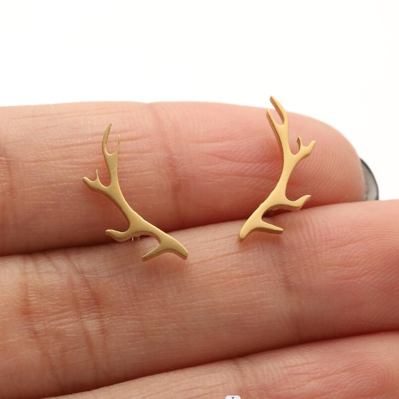 Mini Stainless Steel Cartoon Animal Earrings - Kitten, Deer, Snake, Bee Designs