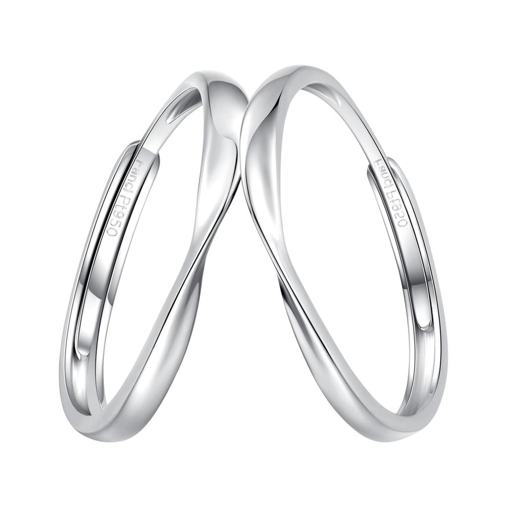 FANCIME Platinum Pair Set of Adjustable Engagement and Wedding Gift Boxed and Gift Perfect for and Available In Sizes for Women and for Rings, Pt950,