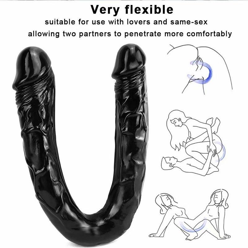 Obrovské dildo 21/43/56 cm Super realistické erotické hračky na měkký penis s dvojitou hlavou pro ženy Muži