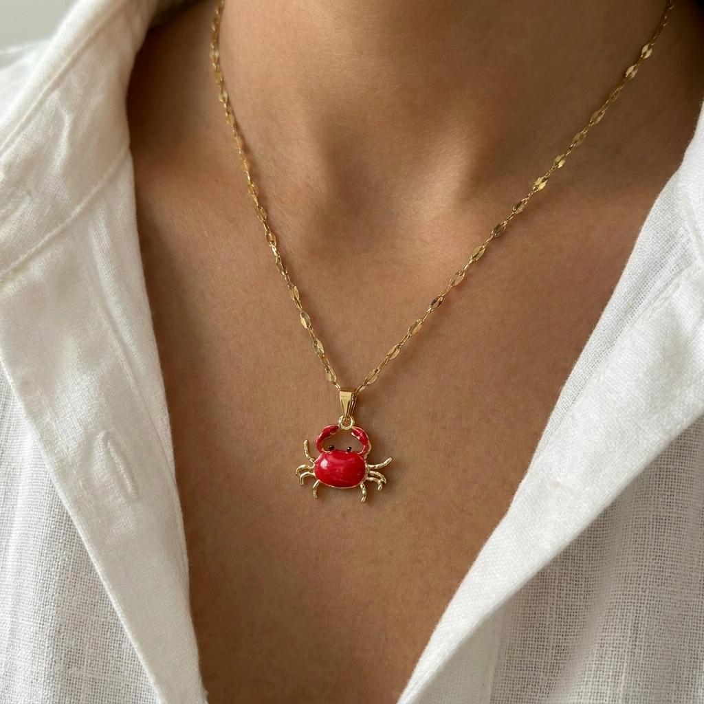 

Stainless Steel Cute Colorful Shell Lobster Necklace Women s Trendy Design Choker Ideal Vacation Party Gift Accessory