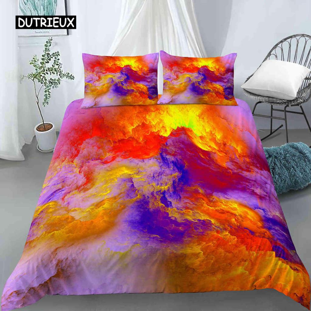 Cloud Duvet Cover Set Microfiber Universe Outer Space Sea of Cloud Mystic Bedding Set Abstract Pattern King Twin Comforter Cover