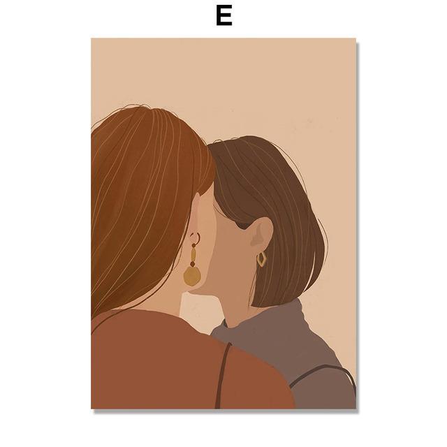 Solid Wood Frame Fashion Girl With Flower Woman Minimalist Wall Art Canvas Painting Nordic Home Decoration Posters And Prints Living Room Decor