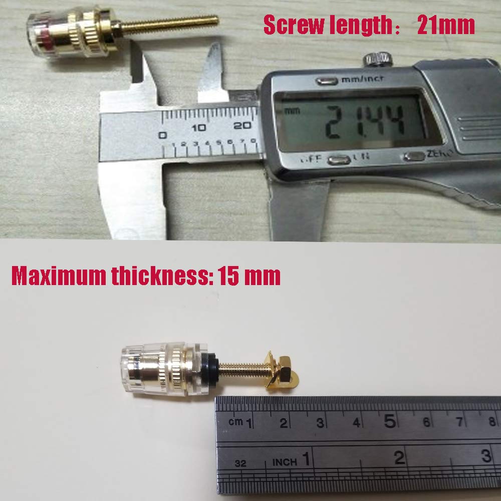 EIGHTNOO Binding Post Speaker Terminals for 4mm Banana Plugs of Gold-Plated (Set 4)
