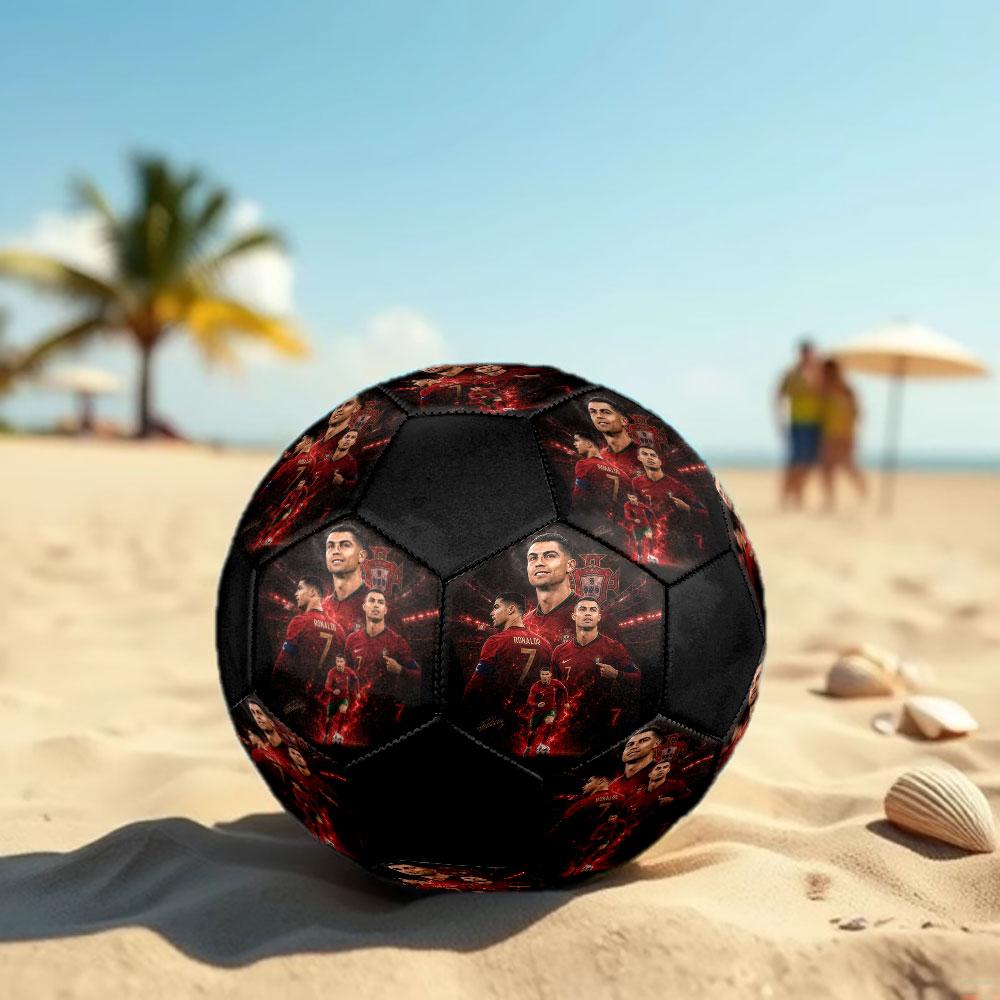 Cristiano Ronaldo Size5 Soccer Ball, Colorful, Suitable for All Ages, Machine-stitched, PVC Material, Competition Grade,durable and High Bounce