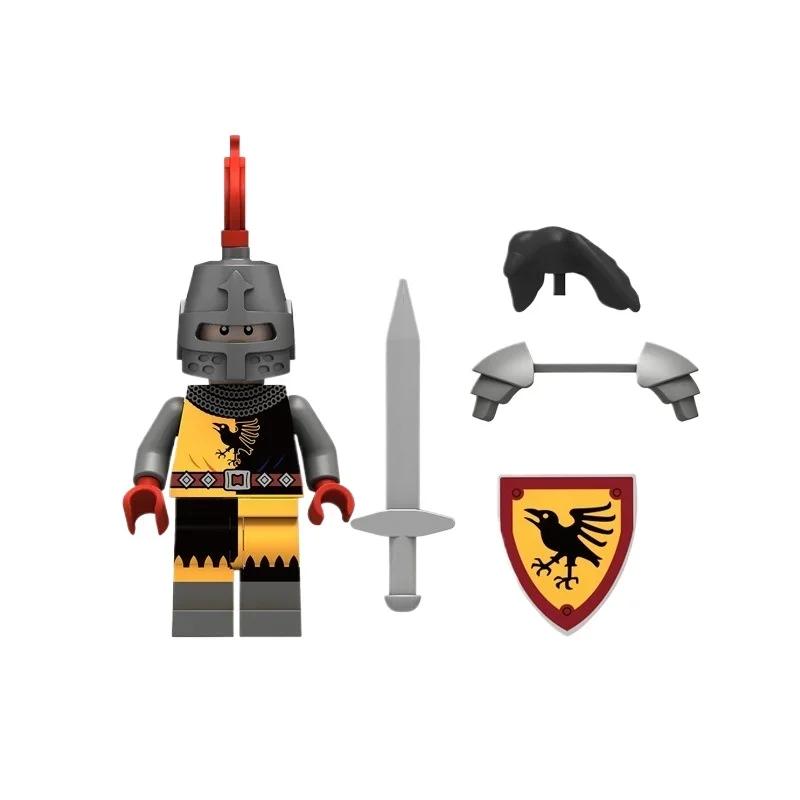 1/4Pcs Medieval Knight Falcon Soldiers Mini Building Blocks Toy Set Ancient Castle Crow Black Eagle Red Lion Dark Knight Figures