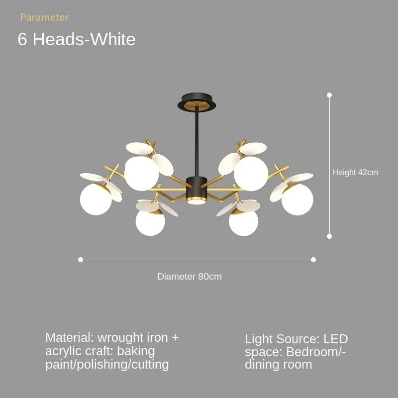 Nordic Modern LED Chandelier for Bedroom Living Room Hall Black Golden Glass Ball Ceiling light Lamp Indoor Lighting Fixture