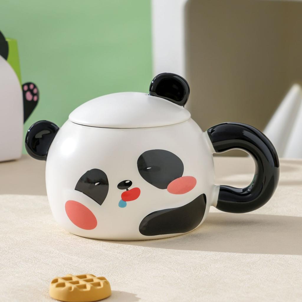 Cute Cartoon Panda Mug with Lid Ceramic Mug for Girlfriend's Birthday Gift Good Value Meaningful Souvenir