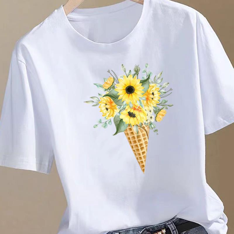 (Asian Size) Trend 90s Lovely Women Fashion Print Female Clothing T Shirt Tee Top Woman Short Sleeve Graphic T-shirts