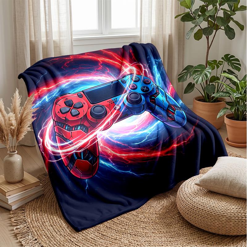 Red and Blue Game Controllers Theme Blanket Lightweight Warm Flannel Blanket Decorative Throw Blanket for Home Decoration