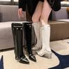 Sexy Knee High Boots Winter Boots Brand Design Super High Thin Heels with Rivet Retro Fashion Cool Women Shoes Big Size 46