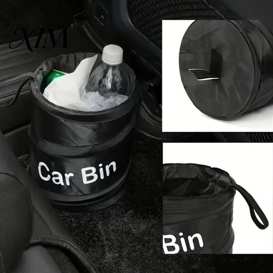 Travel Essentials for Car Organization Collapsible Trash Can, Interior Foldable Waste Container, Waterproof Oxford Automotive Storage Organizer Cloth