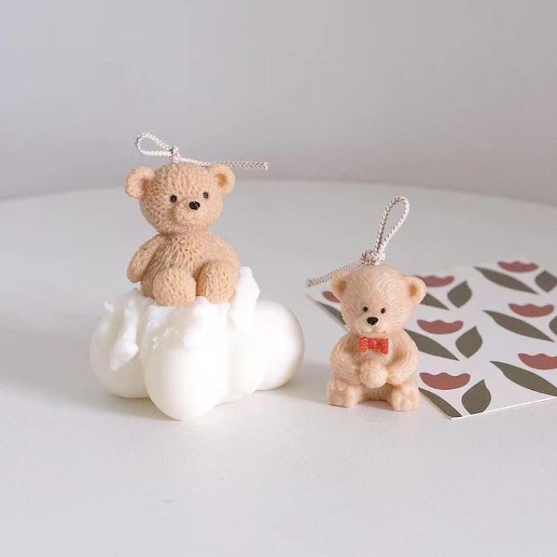 Ins Bear Candle Cake Decoration Cute Bear Baking Silicone Mold