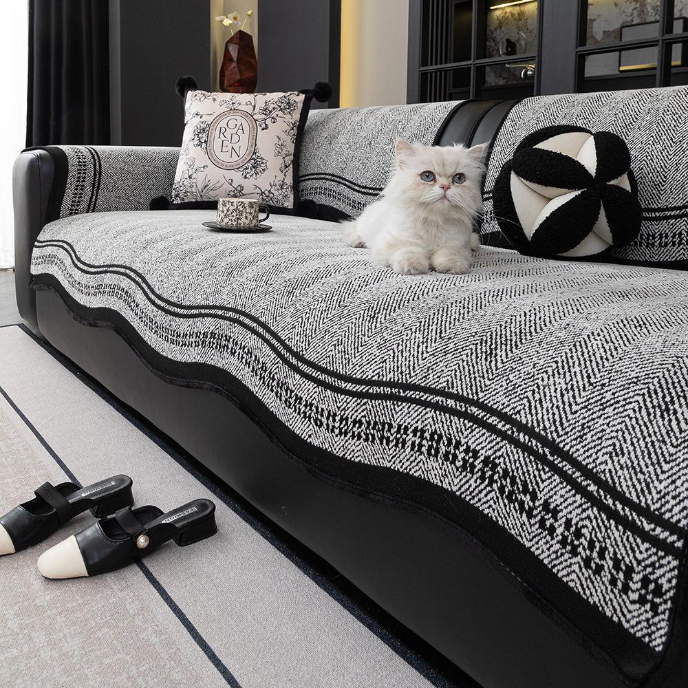 New High-end Light Luxury Chenille Special-shaped Sofa Cover,four-season Universal Fixed Non-slip Sofa Cushion Cover Back Towel