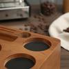 Wooden Espresso Tamping Station Multi-Functional Portafilter Stand Coffee Tamper Holder Anti-Slip Base for Cafe, Home Kitchen