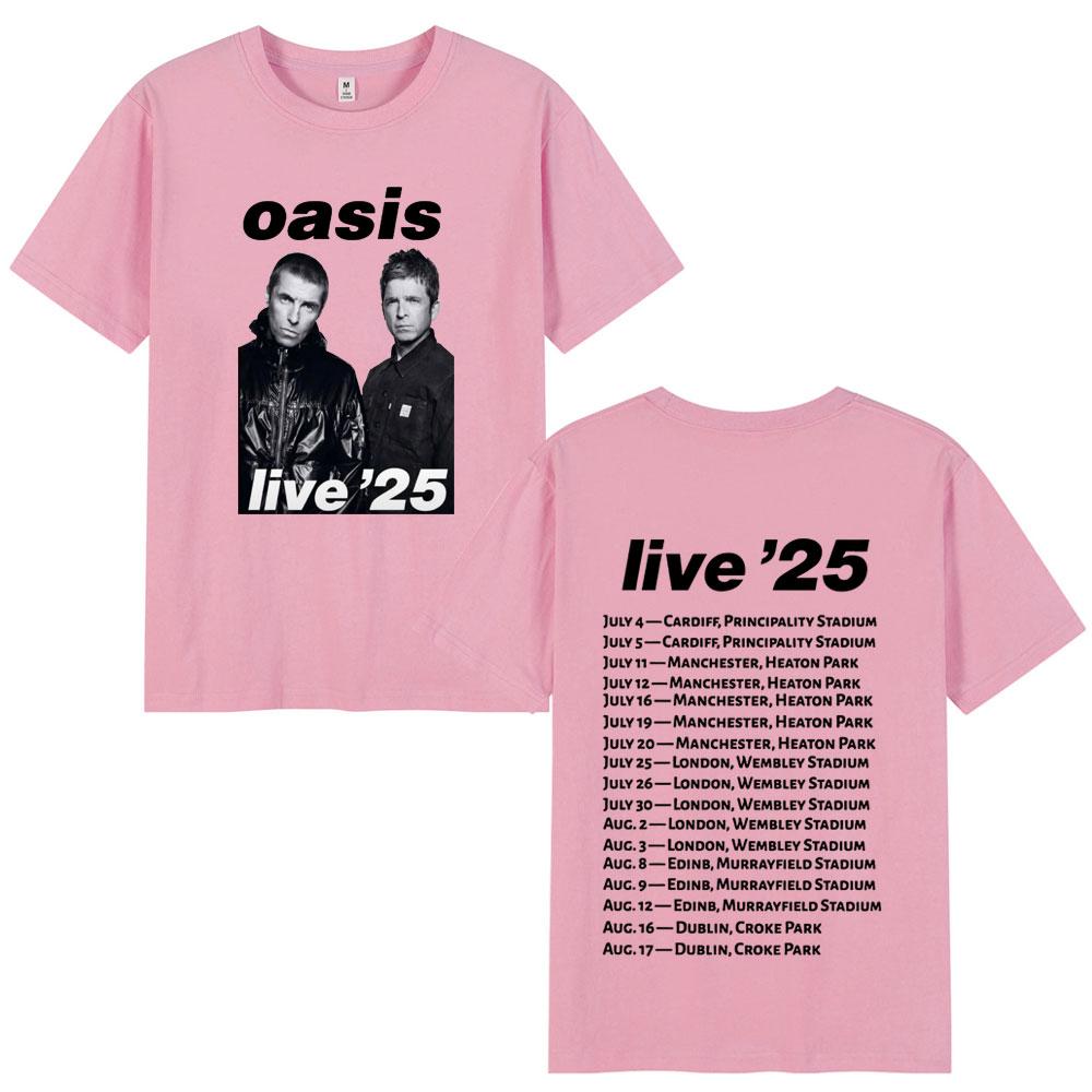 Rock Band O-Oasis Live 25 Tour T-Shirts Mens Women Summer Casual O-Neck Short Sleeve T Shirt Fans Gift Fashion Vintage Tee Shirt