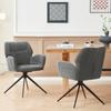 Swivel Dining Chair (Set of 2) Armchair with Metal Legs, Leisure Chair, Velvet-like Fabric, Dark Gray
