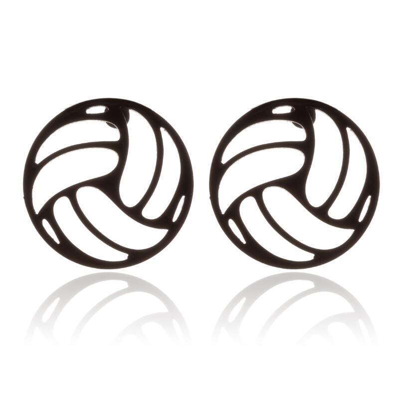 European-American Sports Series Volleyball Necklace: Stainless Steel Hollow Round Pendant Clavicle Chain