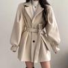 Sense for Petite: Women's Trendy Loose Fit Wool Coat, Korean Style, Mid-Length, Autumn/Winter 2025.
