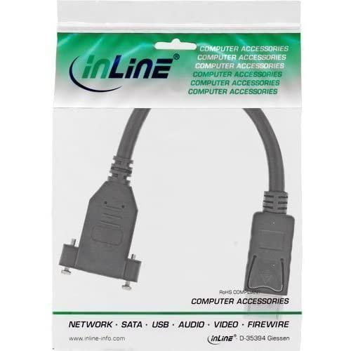 Inline 17100i câble adaptateur displayport mâle vers femelle pour montage 0 2 m noir