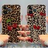 Leopard-patterned Cherry Case for iPhone 17 Pro Max XR 17e 13 Pro 16 12 Mini 15 XS Max 14 Plus Air 11 Soft Phone Cover