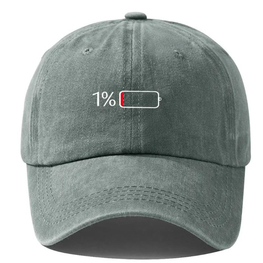 Vintage Washed Baseball Cap - Retro Electricity Shortage Print, Unisex Soft Top Hat for Men & Women, European & American Style