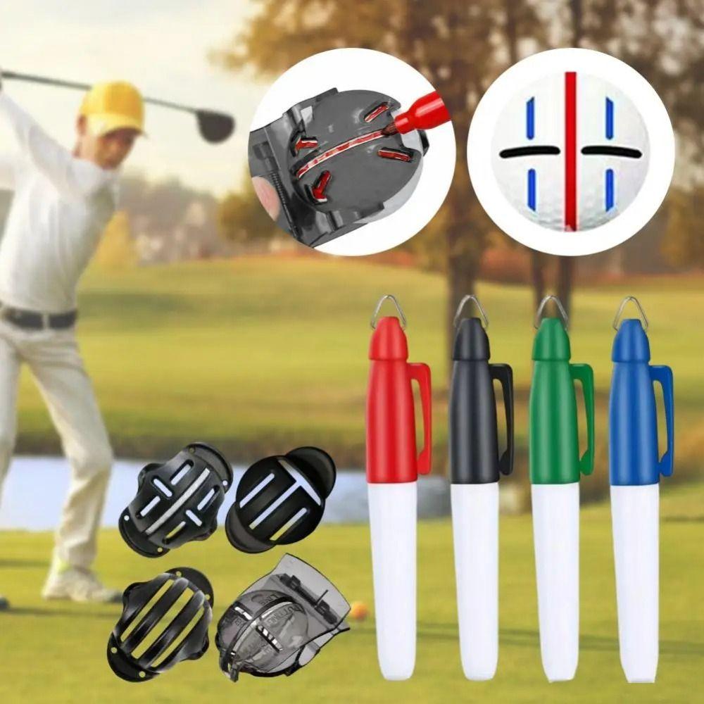 8Pcs/Set 4 Marking Stencils Golf Ball Line Marker Set Vibrant Colors Golf Ball Marker Pen  Outdoor