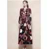 Bohemian Floral Printed Long Dress for Women Fashion V-neck Long Sleeve Oversized Maxi Dress Lady 2026 Chic Vacation Dress Robes