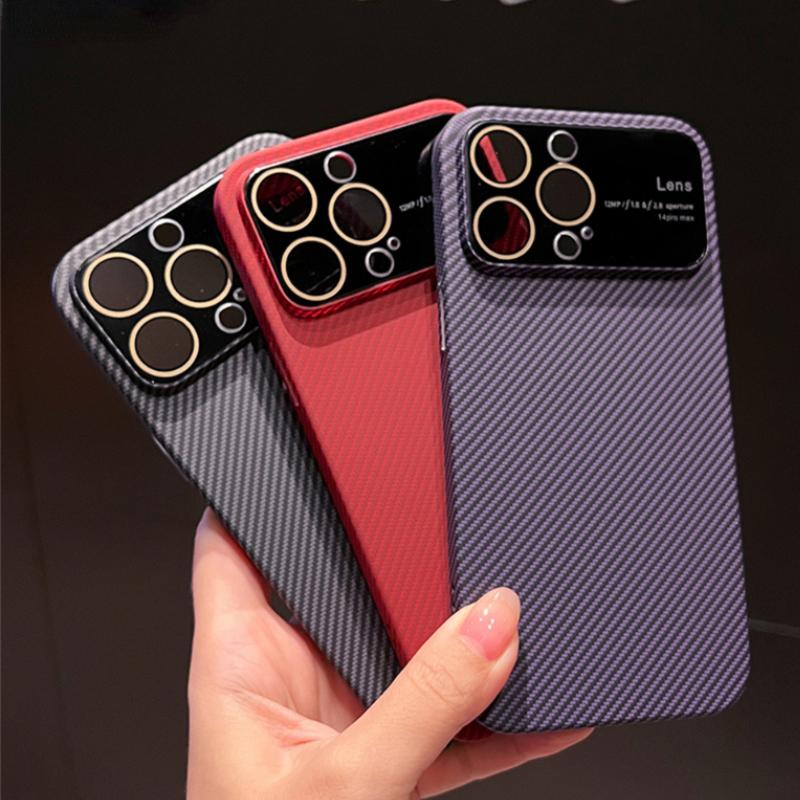 Luxusní velký ochranný kryt fotoaparátu z uhlíkových vláken pro iPhone 11 12 13 14 Pro Max Matte PC Hard Shockproof Cover